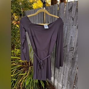 Susana Monaco Off the Shoulder Long Sleeve Women’s Grey Belted Dress